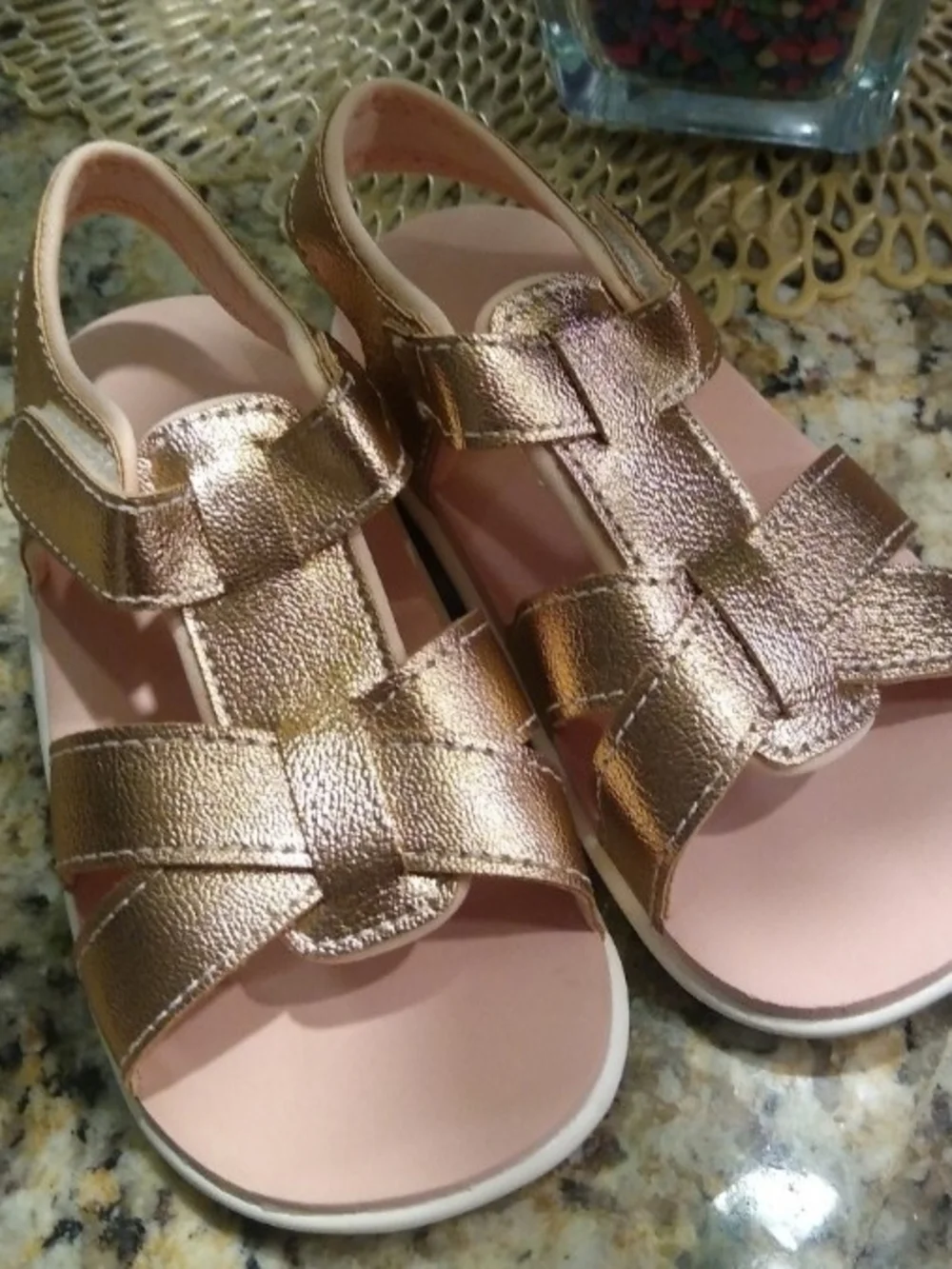 New See Kai Run Girls Metallic Rose Gold Sandals Size 9.